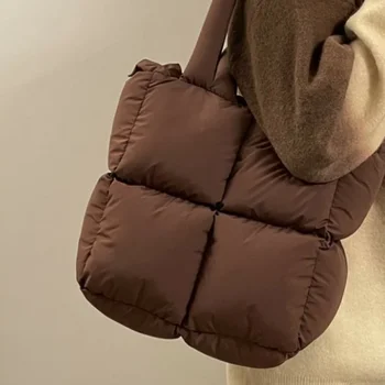 Nove zimske torbe za žene, хлопковая torba preko ramena, kvalitetna torba-jastuk s gornjom ručkom, topla jakna, torba-тоут, torba-oblak, torba-тоут, torba-torba
