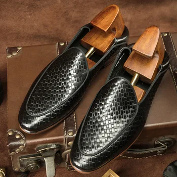 Phenkang Muška službena obuća Oxfords od prave kože za muškarce Talijanski haljina 2021 Vjenčanje kožne cipele-броги bez kopče