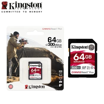 Kingston Platna React Plus SD kartica od 32 GB, 64 GB, 128 GB i 256 GB memorijska Kartica sa brzinom čitanja do 300 MB/s. Flash kartica, V90 UHS-II za kamere 4K/8K