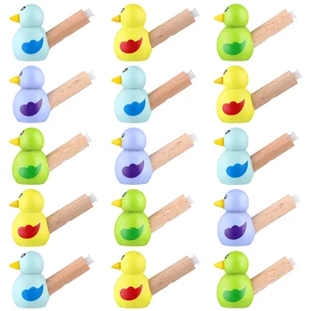 15шт crtani ptičji свистков, drveni ukrasi, igračke zviždaljke u obliku ptice, zviždaljke (slučajna boja)