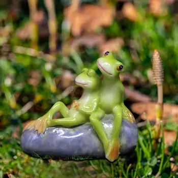 Slatko figurica para žabe Realnu Ukras poklon za Zagrijavanje Skulptura žaba Sjedi za Prag Trijem u dvorištu travnjak za Vrt