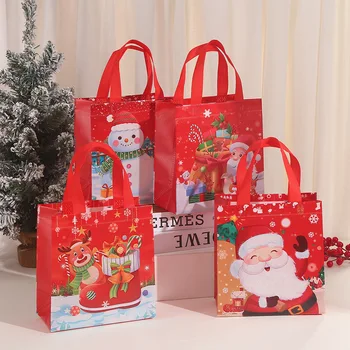 Božićni torbe od netkanog materijala, šarene torbe-тоут s po cijeloj površini, vrećice za pakiranje poklona za zabave, dječje festivalskih suvenira za proslavljanje Nove godine
