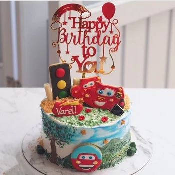 Sretan Rođendan ti, топперы za tortu, Rainbow loptu karamela boje, топперы za tortu za rođendan Za djecu, oprema za ukrašavanje torte za rođendan