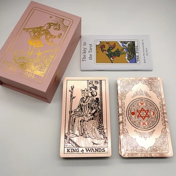 Plastične kartice Tarot iz zlatne folije, Pink-pink Proročanstvo, Vodootporan Špil karata, Neobična igra na ploči, Karte za Proricanje sudbine