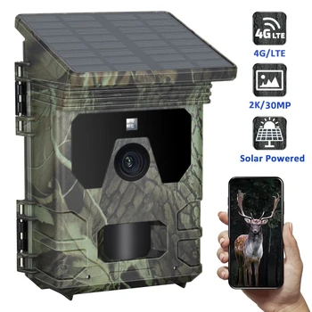 Vanjska 4G Solarna skladište za lov s infracrvenim noćnim vizijama 2K HD 30-mp kamera za nadzor zamke za biljni i životinjski svijet, отслеживающая kamera za nadzor, upravljanje aplikacijom