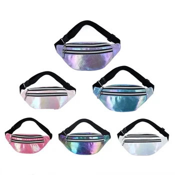 Novi holografski struka ruksak Hologram Outdoor Colorful Laser PU Beach Travel munje, torbe na jedno rame, Ženska поясная torba za djevojčice