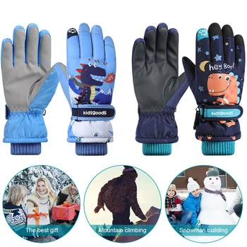 Skijaške rukavice s pet prstiju, Vodootporan Modni rukavice za sportove na otvorenom, Prozračna, Debele, s podesivom kopčom, za dječake i djevojčice