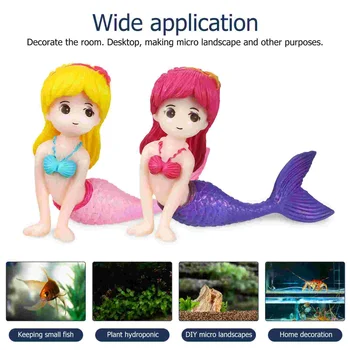 Dekor za akvarij s ribama-sirene Minijaturne figure sirene, mini figurice sirene, ukras za akvarij od umjetne plastike