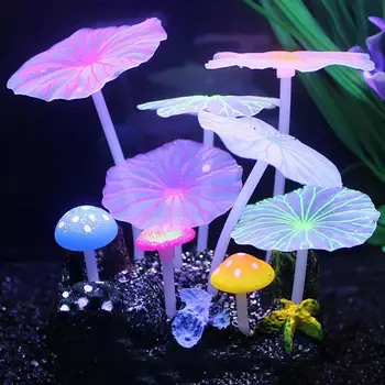 Fluorescentna Umjetne biljke, Ukras za akvarij u obliku Lotosa/Gljiva, Akvariju krajolik