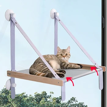 Viseća za mačke, sklopivi Rotirajući krevet za mačke na prozor Rama za mačji kandži, Solarni sjedalu pored prozora, utičnica za nošenje oko 20 kg Mačji pribora