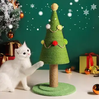 Когтеточка za mačke, igračka za penjanje, Dizajn Božićnog drvca, Когтеточка za mačke sa simuliranim medo loptu, travnjak, Velike igračke za mačke, mat ogrebotina