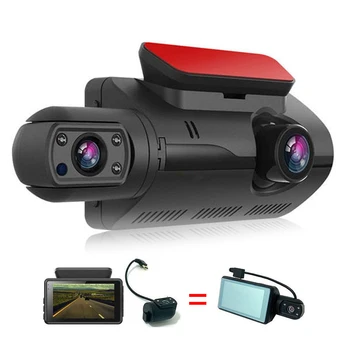 Video snimač za vožnju automobila, 1080P s prednje i stražnje kamere s dvije leće, širokokutni video snimač za parkiranje vozila, vožnja unazad, video snimač za noćni vid