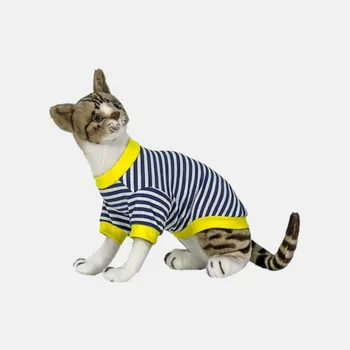Klasična košulja u plavu traku za mačke, odjeća za male pse, Ljeto jesen košulja, Koreanska verzija majice za mačke