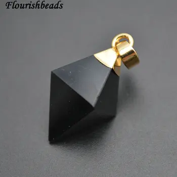 Privjesci od prirodnog crnog opsidijana u obliku dijamanta i piramide s kamenim točke pogodne za izradu ogrlica na 5 kom. u stranci
