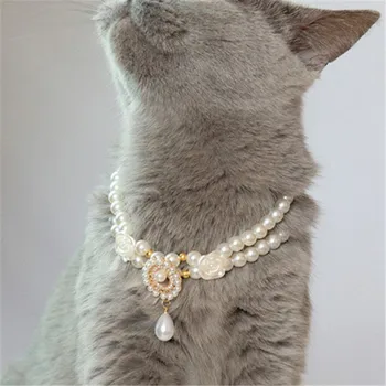 Luksuzni biser ogrlica za pse Princess Mačka, Ogrlice za male i srednje pse, nakit za chihuahua, ogrlica, Proizvode za kućne ljubimce, veličina S-L