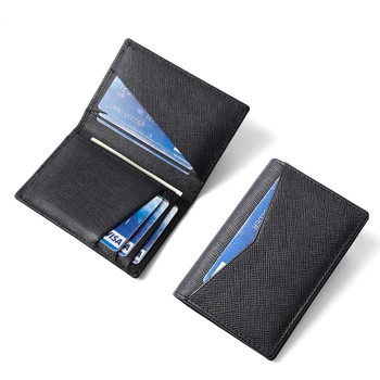 Modni RFID-držač za kreditne kartice 2021, muški novčanik od prave kože s dvostrukim džep, držač za bankovnih kartica, naljepnica na torbica