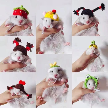 Mini-kapa za hrčka, male životinje, slatka kape pleten za guštera, zamorci, gmazova, odjeća za Božićni domjenak, kape za kućne ljubimce