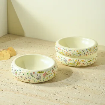 Šarene stakleno Keramička Zdjela za hranu za pse sa Dopadljiv dizajn Mačke-Podignuta Ulagač za piće i hrane za Kućne ljubimce-Izdržljiva Oprema za pse