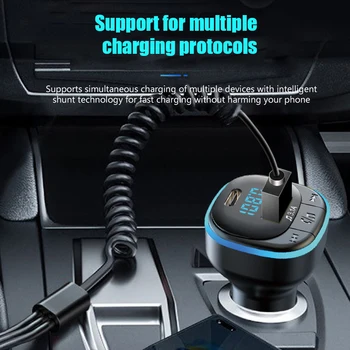 Auto punjač za Brzo punjenje USB Type C Auto punjač za telefon FM Odašiljač Speakerphone Upaljač MP3 Music player Bluetooth 5.0
