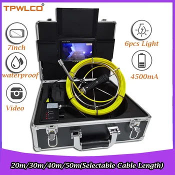 Promjer kabela 20-50 m, 17 mm, Endoskop cjevovoda, Kamera, Industrijski sustav kontrole cijevi, 7-inčni video snimač sa SD karticom od 8 GB