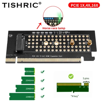 Adapter PCIE TISHRIC M2 NVME PCI-E 1X 4X 16X Pretvarač M. 2 PCIE Kontroler M2 5 Gbit/s 20 Gbit/s Za SSD-pogon 2230 2242 2260 2280 M2