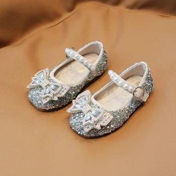 21-35 Dječje cipele na ravne cipele za djevojčice, cipele-brod Mary Jane cipele princeze za djevojčice, modni večernje vjenčanje cipele sa štrasom