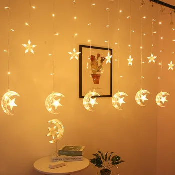 Led гирлянда za zavjese Star Moon, Božićno гирлянда u Ramazan, romantični odmor svjetla za dekor svadbene zurke