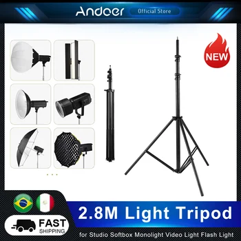 Stalak Za Fotografije Andoer 280 cm/110 cm Metalni Tronožac s Vijkom 1/4 Inča za Studijski Софтбокса Monolight Video Light Flash Light