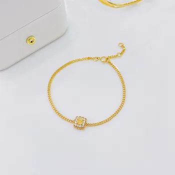 CNZX2023 Masivni zlato 18 karata, Prirodni Žuti Dijamanti, dragulji 0,20 karatni Nakit narukvice za žene, Fin narukvice