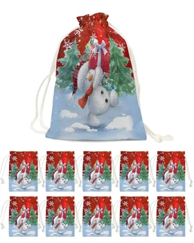 Božićni snjegović, pahuljica, torba za čokolade, poklon torba za Djeda Mraza, torba na pertla, božićne ukrase za dom, nositelji darova