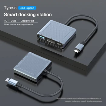 Docking station USB Type C do Displayport 3 u 1 USB Hub 3.1 Type-C, USB priključak + DP + PD Pretvarač priključne stanice za laptop Mackbook Pro Air