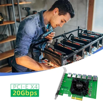 PCIE Riser PCI-E se od 1 do 6 Riser Card 103 S Cabo Riser PCI Express x16 Produžni kabel 0,6 M USB 3.0 Kabel SATA-6Pin Hrane za Grafičke kartice