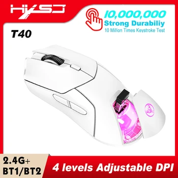 Bežični Miš HXSJ T40 2.4 G + BT5.1 + BT5.1 USB Prijemnik Трехрежимная Miš sa 7 RGB pozadinskim Osvjetljenjem Gaming Miš za PC Laptop