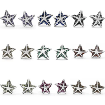 Naušnice u obliku tropskih morskih zvijezda od 925 sterling srebra, ženske naušnice-roze u obliku zvijezde s višebojne фианитами, ženske противоаллергические ukras