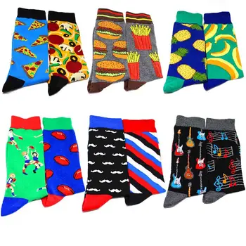 1 par svakodnevnih čarapa ton, gospodo različite dizajnerske kombinacije, pomfrit, pizza, ananas, zabavne pamučne čarape šarene zabave čarape za posadu