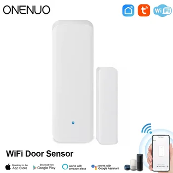 ONENUO Tuya WiFi Senzor otvaranja vrata Magnetski Detektor Otvaranja vrata Zaštita kod kuće Smart Life Door Alexa Google