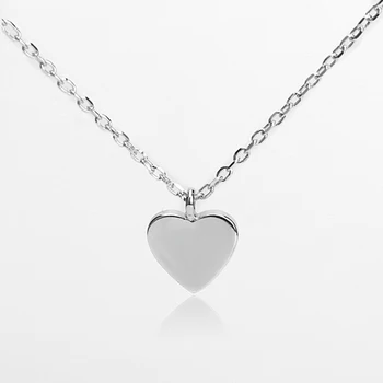 Čisto srebro 925 Sterling, jednostavan stil, ogrlica sa srca, privjesci, ženski nakit za djevojčice u poklon
