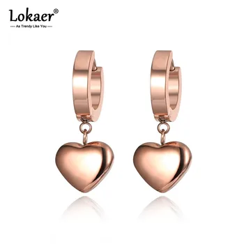 Lokaer Romantične naušnice Love Heart od nehrđajućeg čelika s klasičnim pozlatom za žene E19098