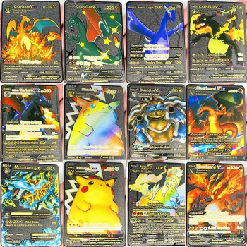 27 stilova, Pokemon VMAX, Crna metalik kartica od nehrđajućeg čelika, igračke, hobi, kolekcionarstvo, zbirka igara, animacija kartice