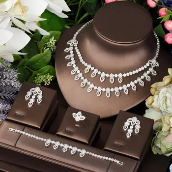 Setovi nakita od visoko-kvalitetne kubni cirkonij HIBRIDE, Двухслойное ogrlica i naušnice za žene, vjenčanje pribor za mladence N-240