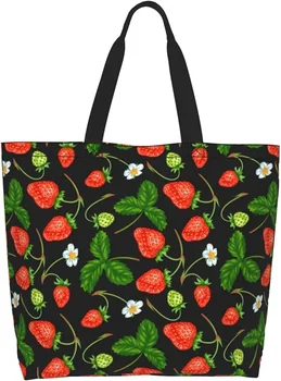 Shopping bag sa jagodama, torbe za kupovinu s crtani printevima jagode su pogodne za kupovinu i dnevnih putovanja.