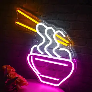  Neonski Znak Ramen Led Neon Lampa za Dekor zidova, Загорающиеся Znakovi s Rezancima za Restoran, Kućnog Bara, Kuhinje, Blagovaone, Kafić, Japanski