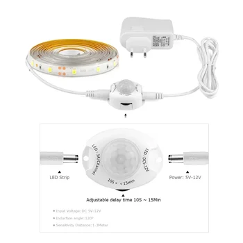 Inteligentni detektor Pokreta PIR Night light 12V LED lamp Strip ljepljive Trake za kućnu Ljestve Kabineta kredenac luminaria 110V 220V