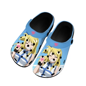 Anime Fairy Tail Lucy Heartfilia Kućni klompe; vodootporne cipele po mjeri; muška Ženska obuća za mlade; Vrtne klompe; plaži crne papuče sa rupama;