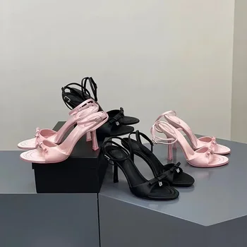 Seksi ženske cipele s remenčićem oko gležnja, Modne plesne cipele na tankim visokim potpeticama s otvorenim vrhom i munje, Ljetne ženske cipele za ballroom ples