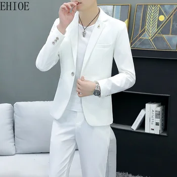 Visoka kvaliteta (Blazer-hlače) Muško Odijelo Visoke klase u britanskom stilu, Jednostavan Elegantan Moderan Poslovni Casual Приталенный Odijelo-dvojka