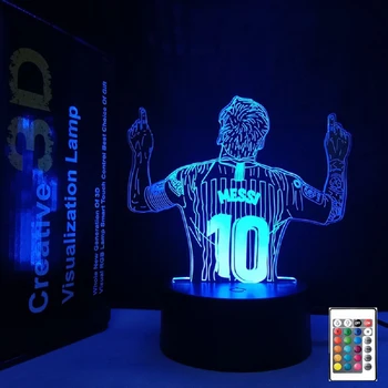 3D Iluzija Night Light Messi 7 boja / 16 boja s градиентным touch prekidač Led noćno svjetlo lampe (reš bijela)