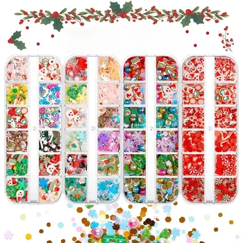 Božićni Ukrasi za nokte, Пряничные Pahuljice, Crvene Čarape, Kape, komadiće polimer meke gline, Zimske Božićni Pribor za ukrašavanje noktiju