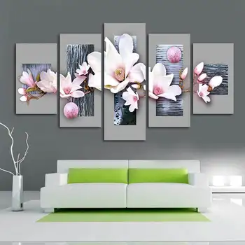 Bez okvira 5pcs Skandinavski Ružičaste Orhideje Cvijeće Cuadros Moderan platnu HD Plakati, Zidne umjetničke slike za uređenje doma dnevni boravak